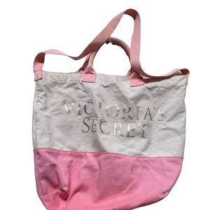 Victoria's Secret Canvas Tote Bag Cream/Pink